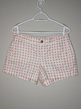 Gap Pink White Square Patterned 100% Cotton Khaki Sunkissed Shorts Size 6